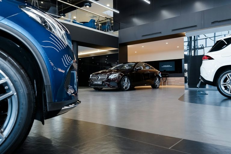 Modern car in a showroom